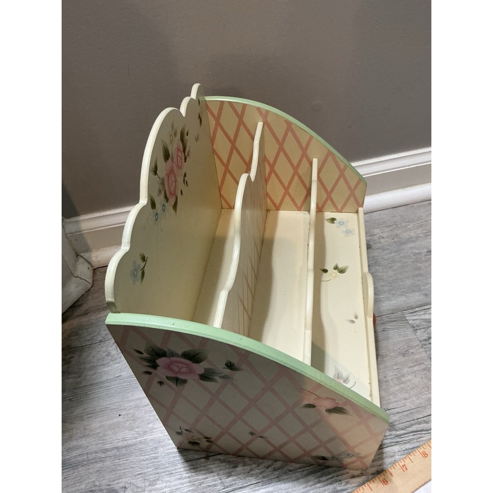 PFALTZGRAFF TEA ROSE KITCHEN DESK LETTER BILL WOOD ORGANIZER COLLECTOR ITEM - Picture 16 of 16